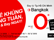 Vé máy bay Airasia: Sài Gòn - Bangkok 0 đồng