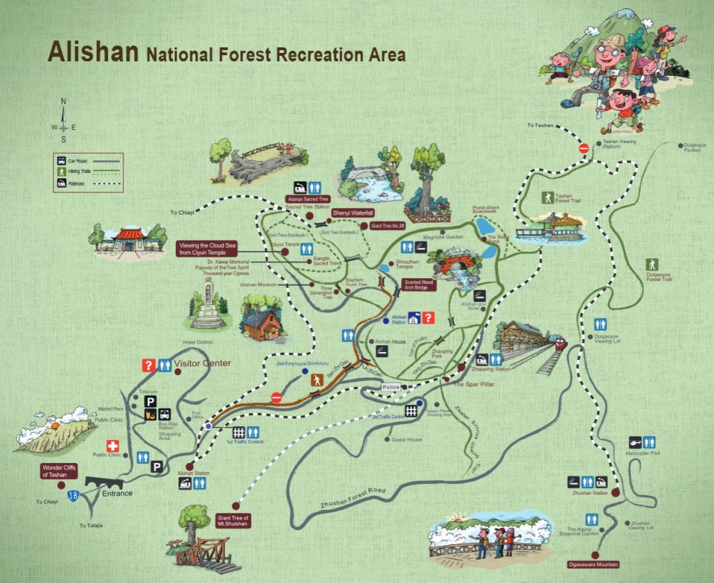 Bản đồ Alishan - nên liên hệ trung tâm du lịch để được lấy bản đồ mới nhất